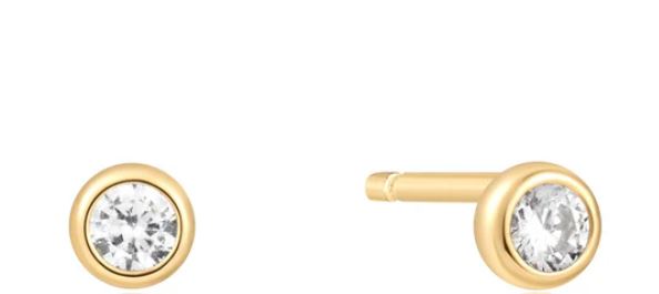 Ania Haie Silver and Yellow Gold Plated Cubic Zirconia Rubover Stud Earrings 5mm
