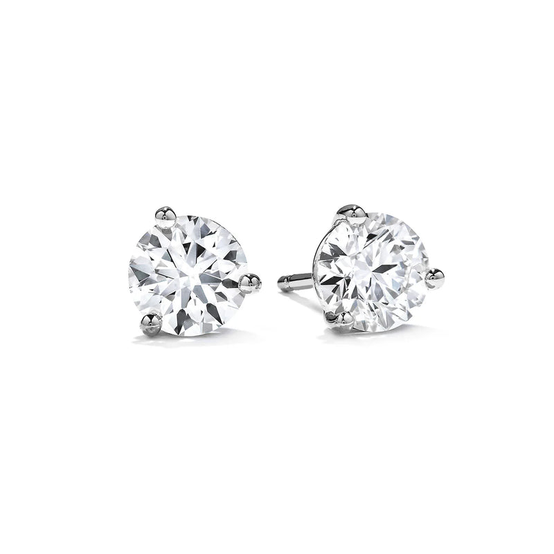 Hearts On Fire 18K White Gold Three-Prong Stud Earrings