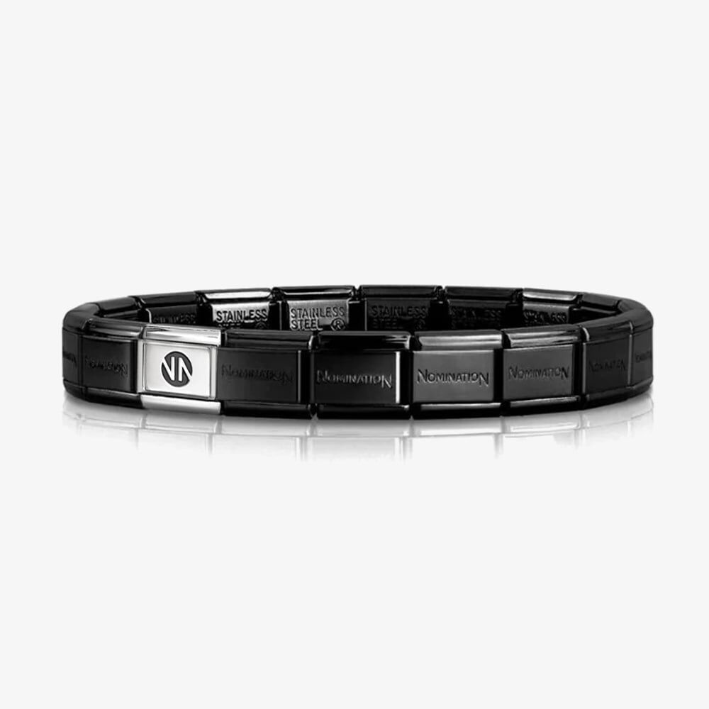 Nomination Classic Black Shiny Stainless Steel Base Bracelet - 14 Composable Links