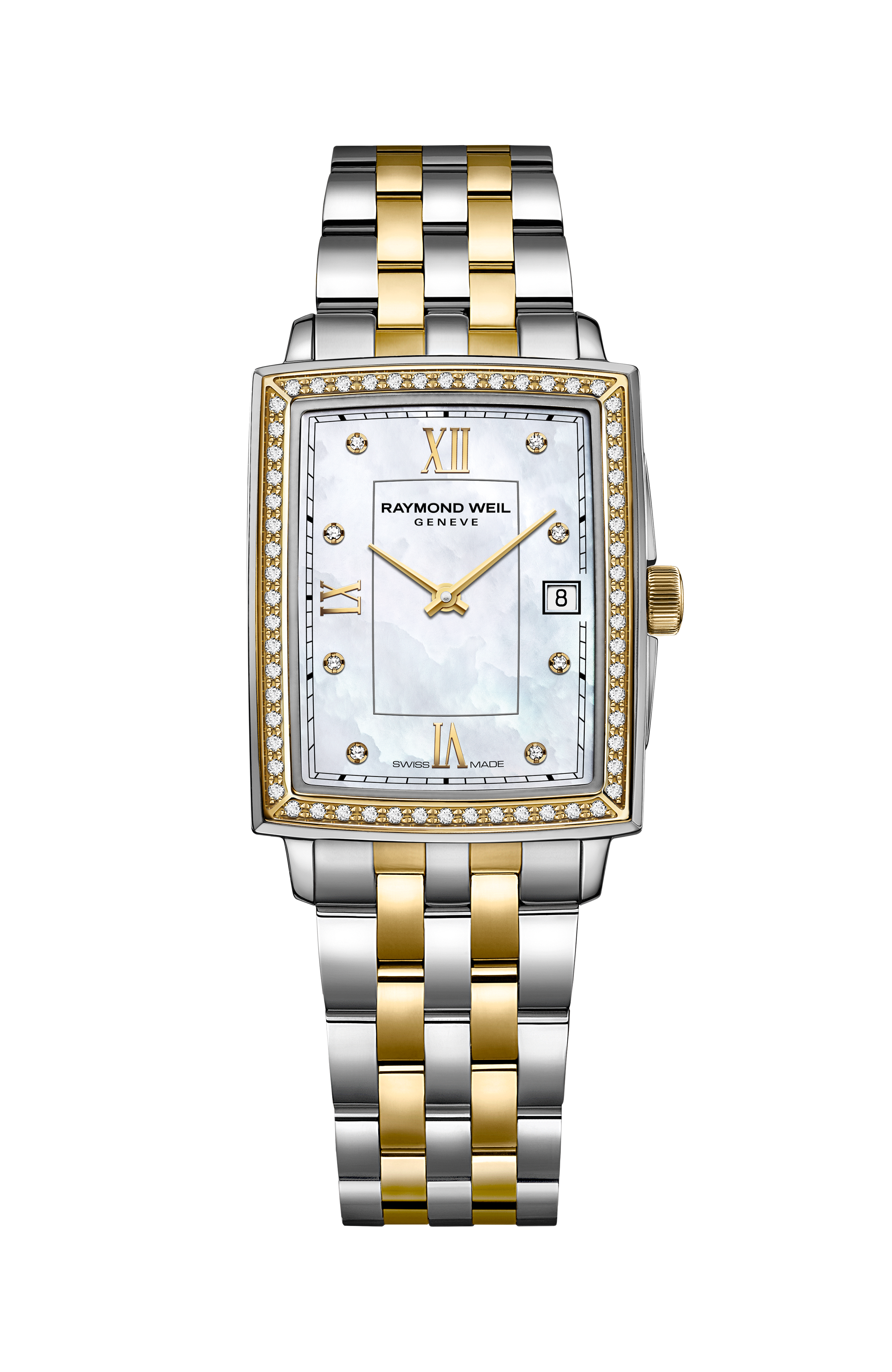 Toccata Quartz 22.6 x 28.1 mm Ladies Watch Two Tone Diamond Bezel Mother of Pearl Dial