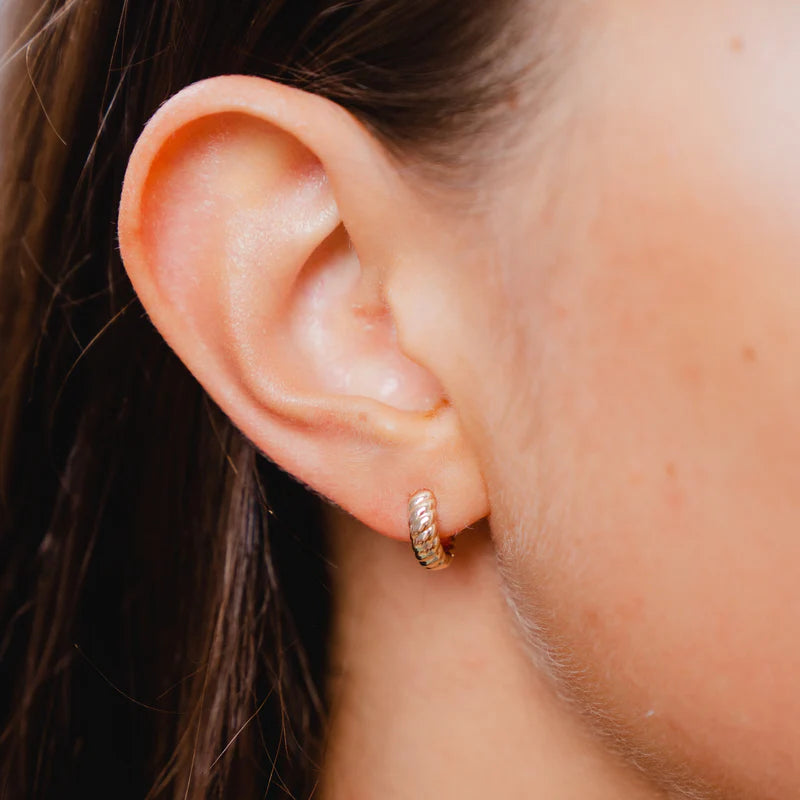 Burren - Strong Bond, Yellow Gold Plated Rope Huggie Earrings
