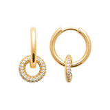 Backyard Memories - Yellow Gold Plated CZ Double Circle Hoop Earrings