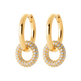 Backyard Memories - Yellow Gold Plated CZ Double Circle Hoop Earrings