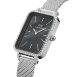 Daniel Wellington Ladies Quadro Lumine Bezel Mother of Pearl Black 20x26mm Watch