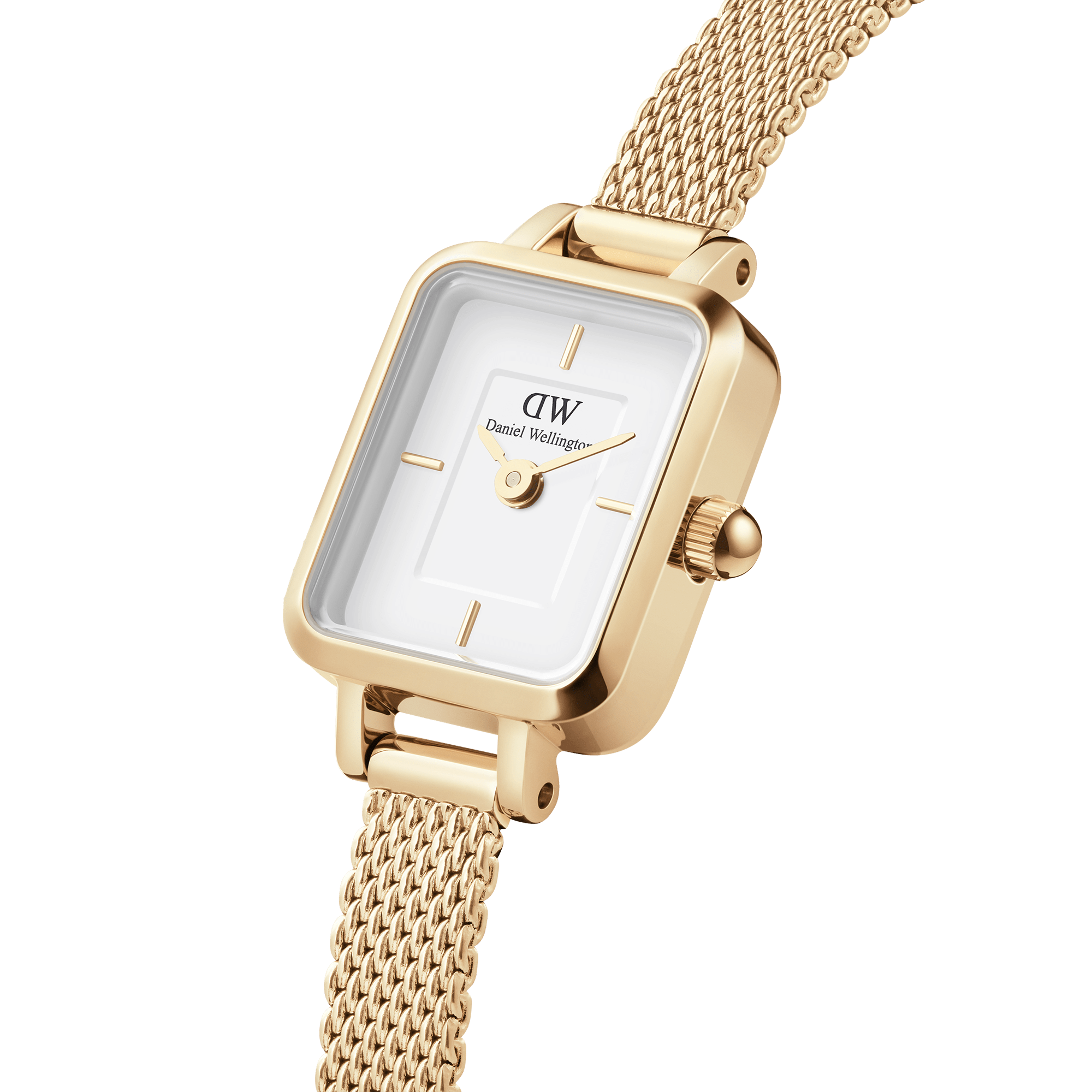 Daniel Wellington Ladies Quadro Mini Evergold White 15.4x18.2mm Watch