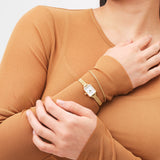 Daniel Wellington Ladies Quadro Mini Evergold White 15.4x18.2mm Watch