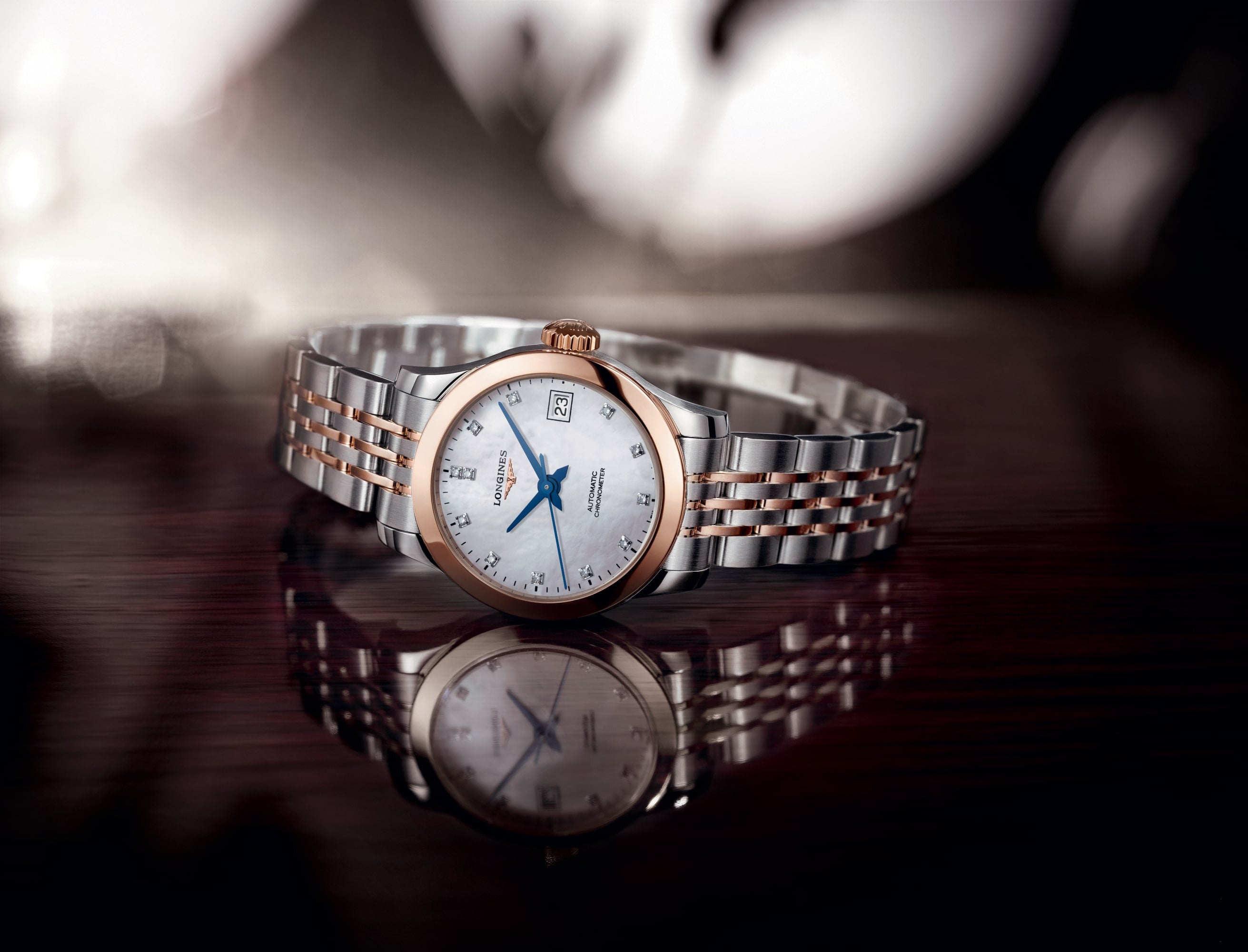Longines Record Ladies Rose Gold & Mother-of-Pearl Watch