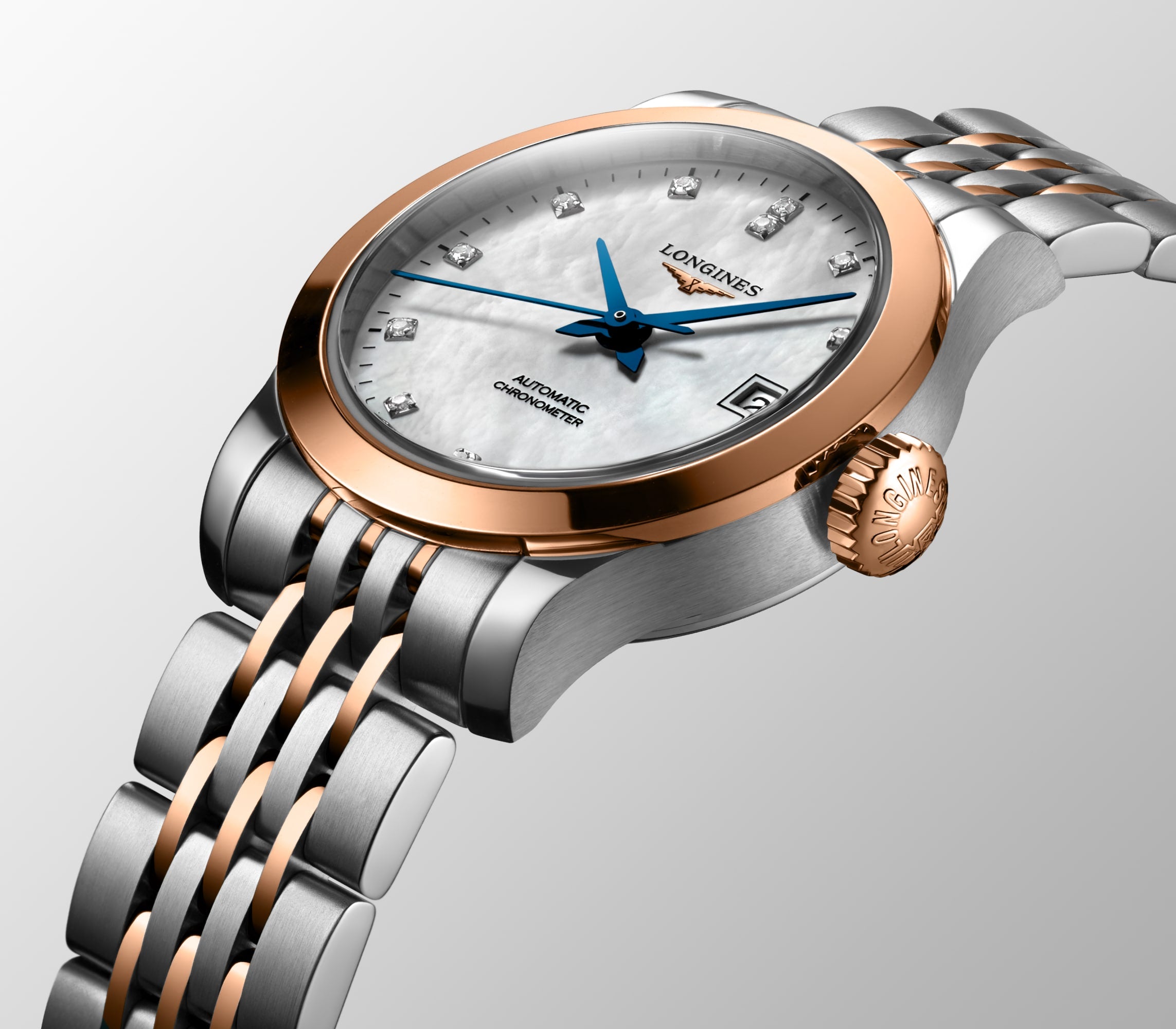Longines Record Ladies Rose Gold & Mother-of-Pearl Watch