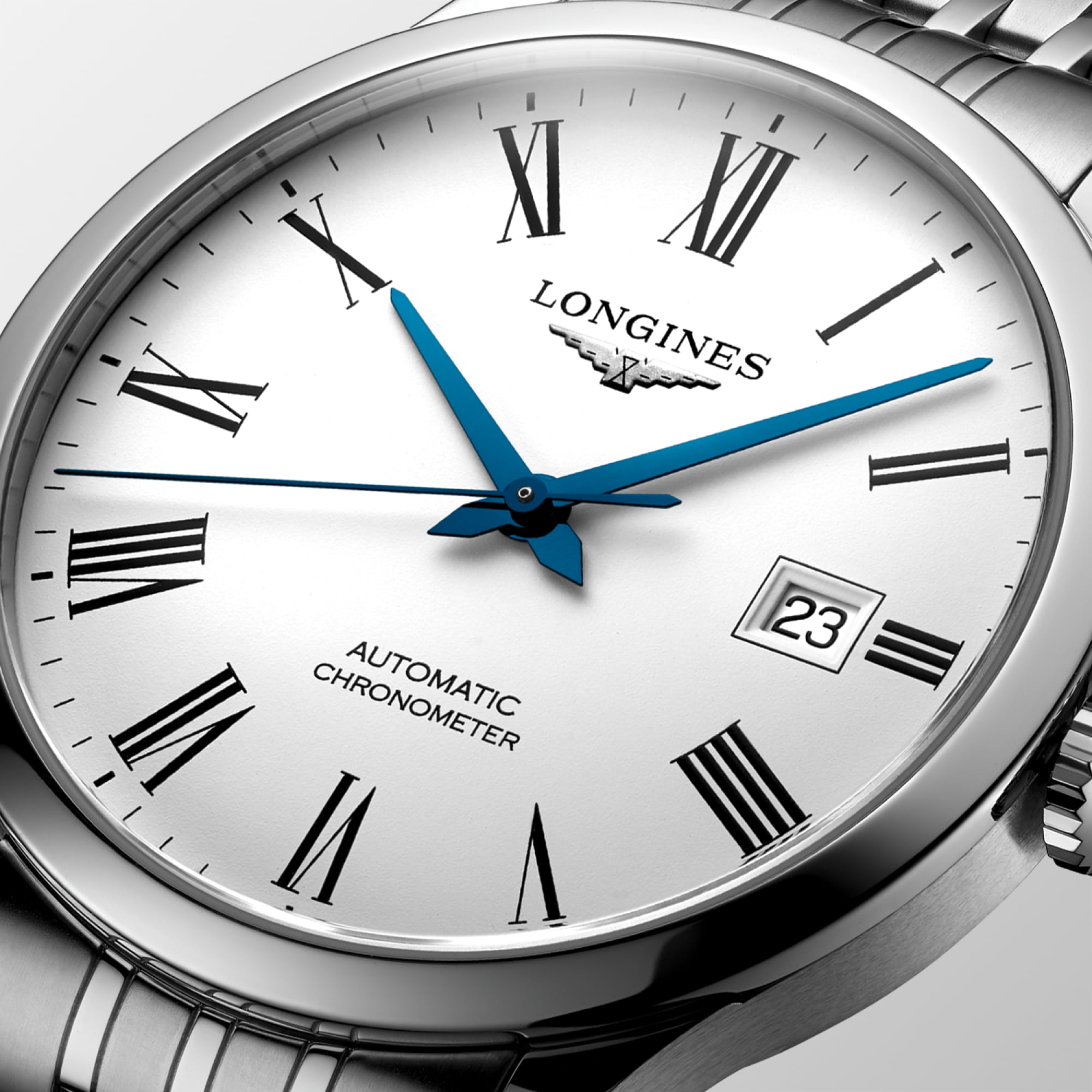 Longines Record Automatic 40mm White Dial Watch