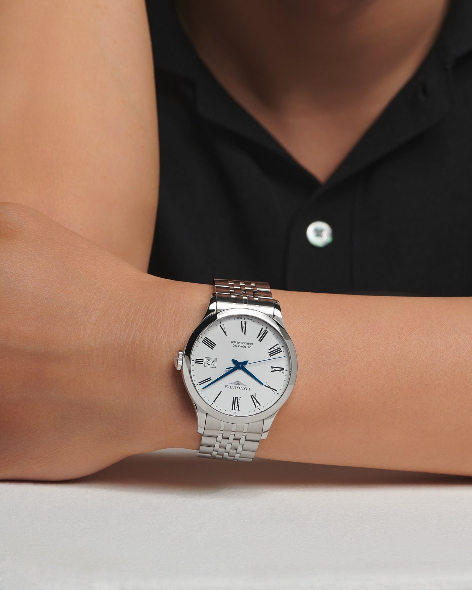 Longines Record Automatic 40mm White Dial Watch