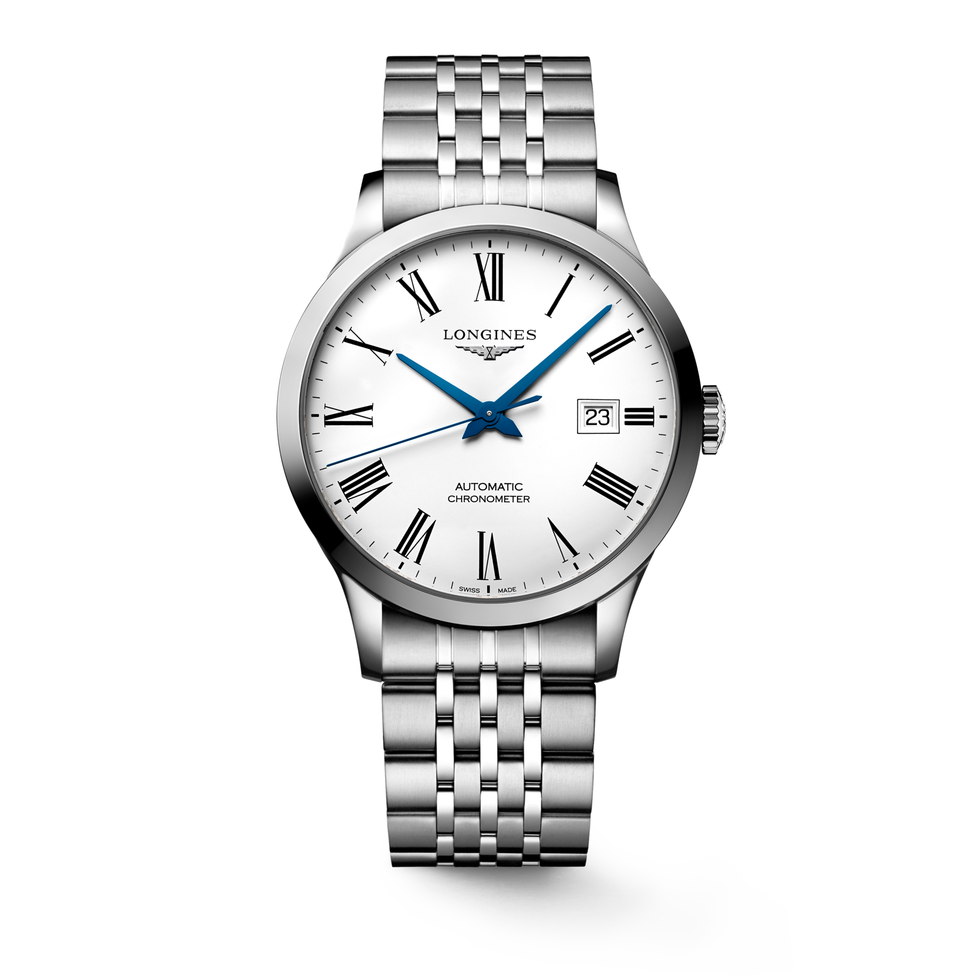 Longines Record Automatic 40mm White Dial Watch