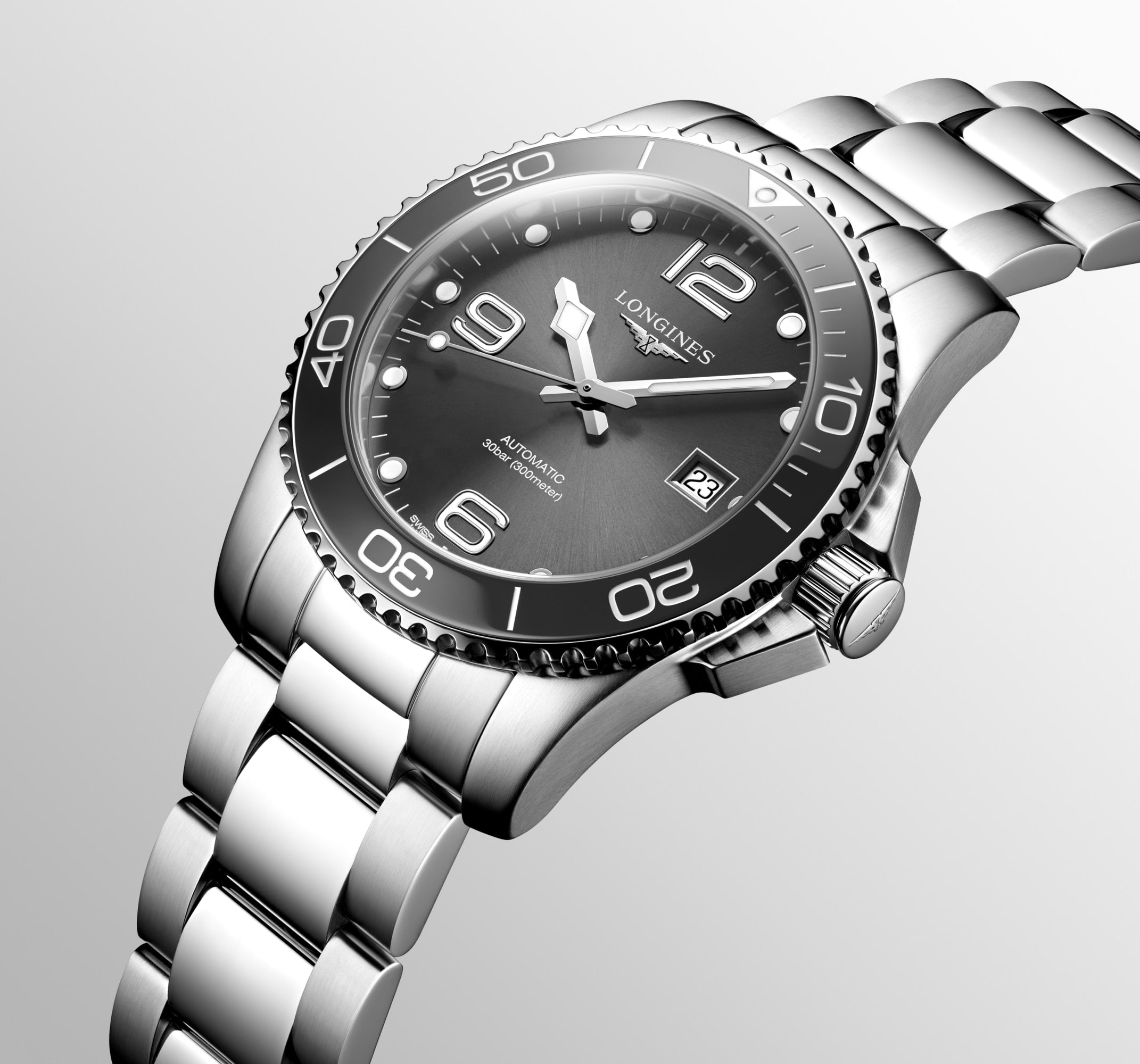 Longines HydroConquest 41mm Sunray Grey Automatic Watch