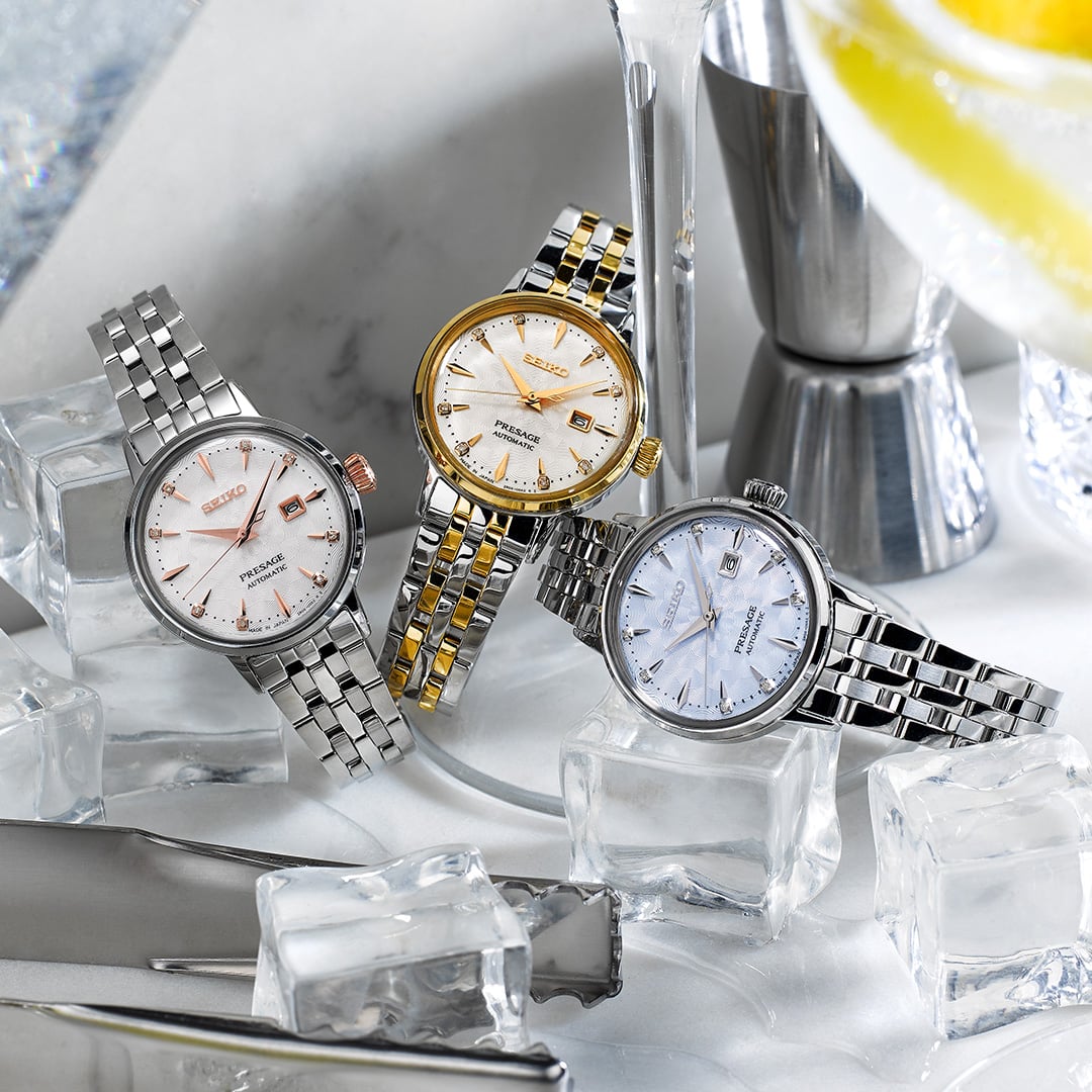 Seiko Presage Cocktail Time Diamond Twist Gold Watch