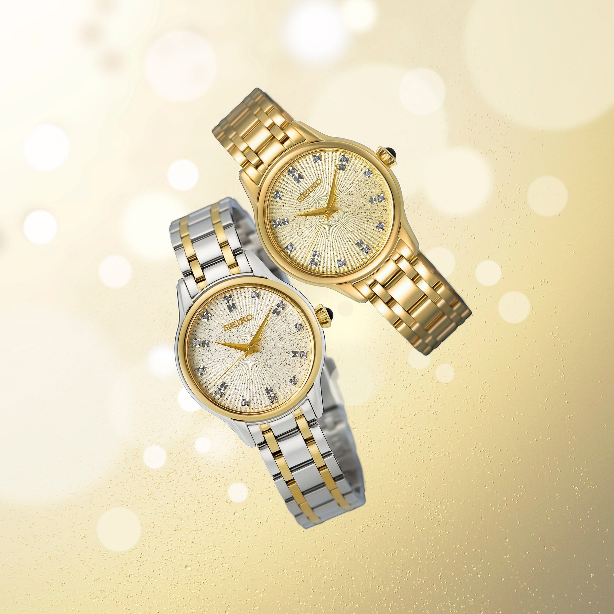 Seiko Ladies Gold-Tone Crystal Dial Quartz Watch