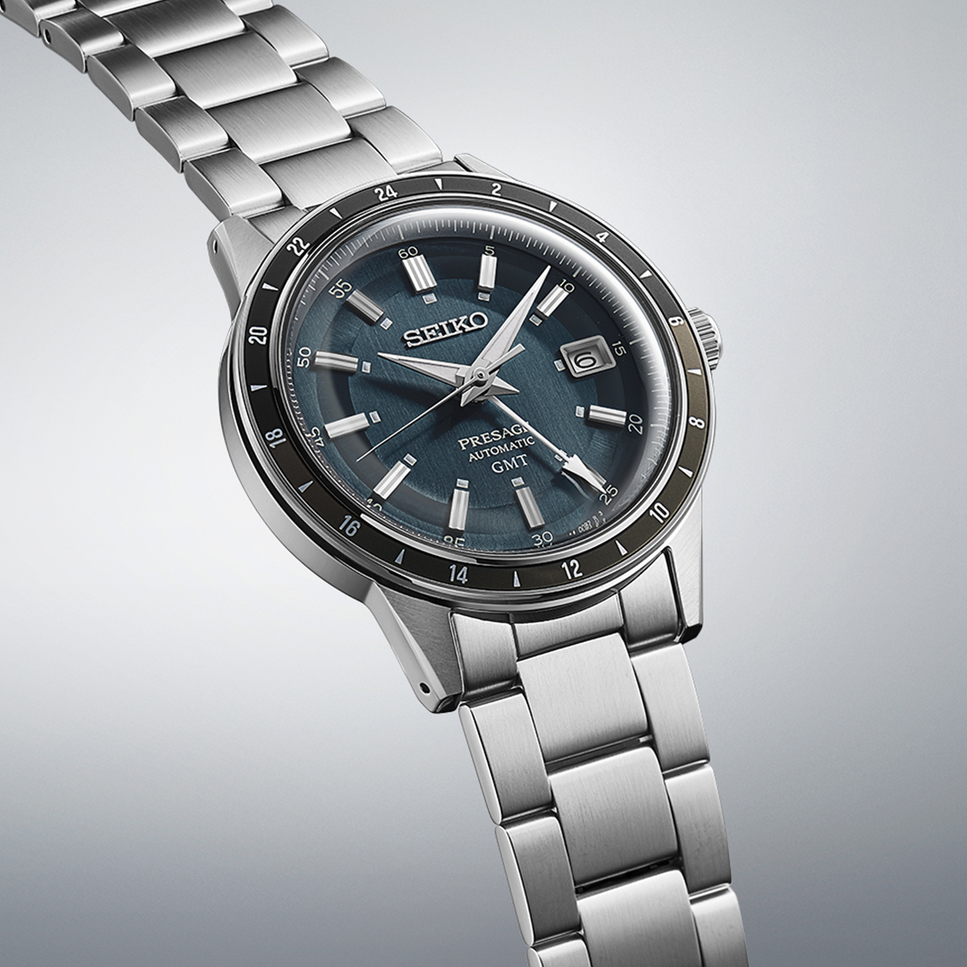 Seiko Presage Style 60s Petrol Blue GMT Watch