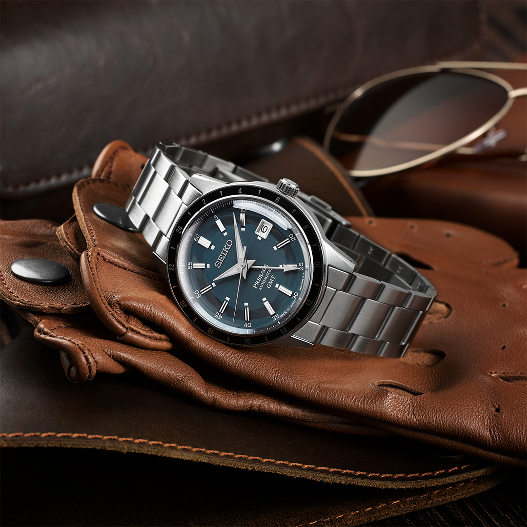 Seiko Presage Style 60s Petrol Blue GMT Watch