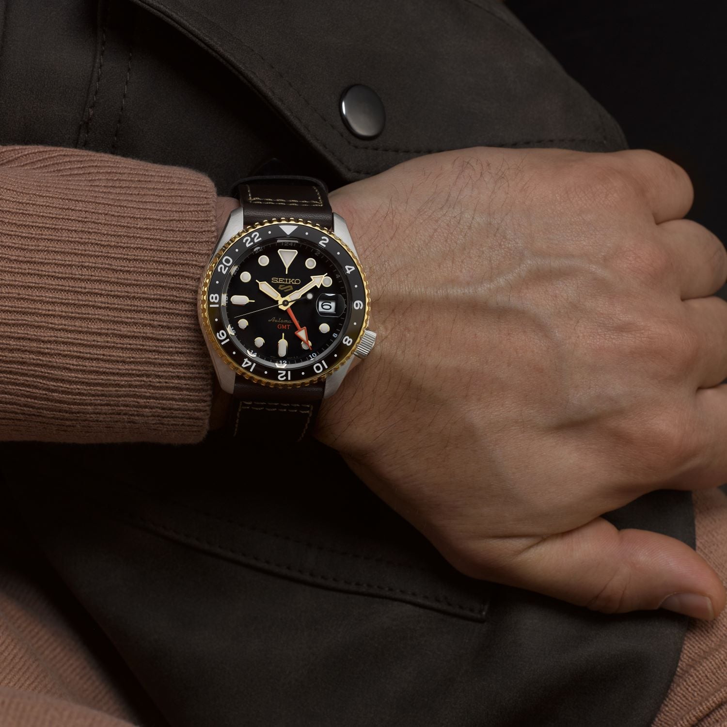 Seiko 5 Sports SKX GMT Mocha Dial Watch
