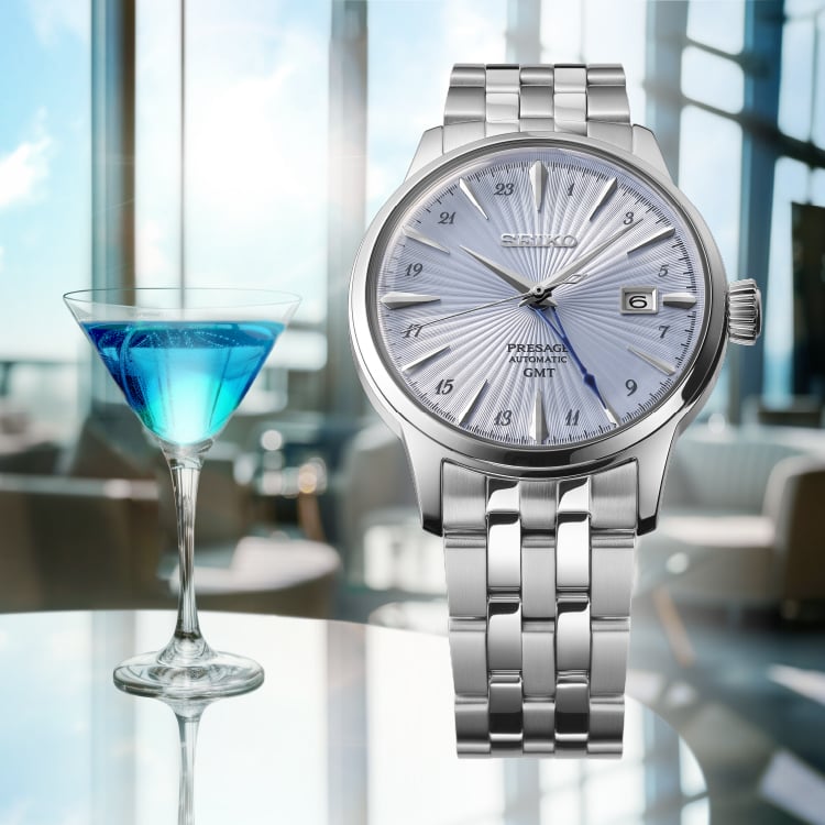 Seiko Presage Skydiving Cocktail Time GMT Watch