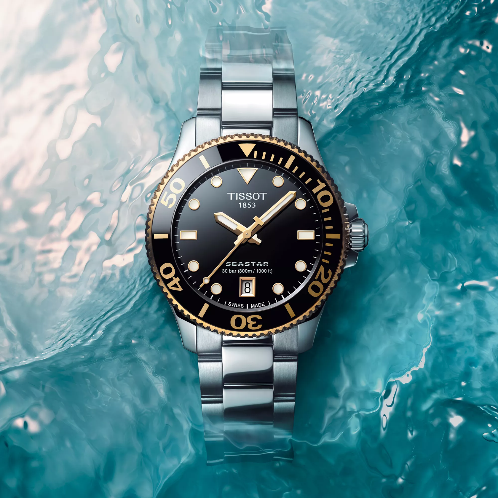 Tissot Seastar 1000 36mm Gold PVD & Black Dial Watch