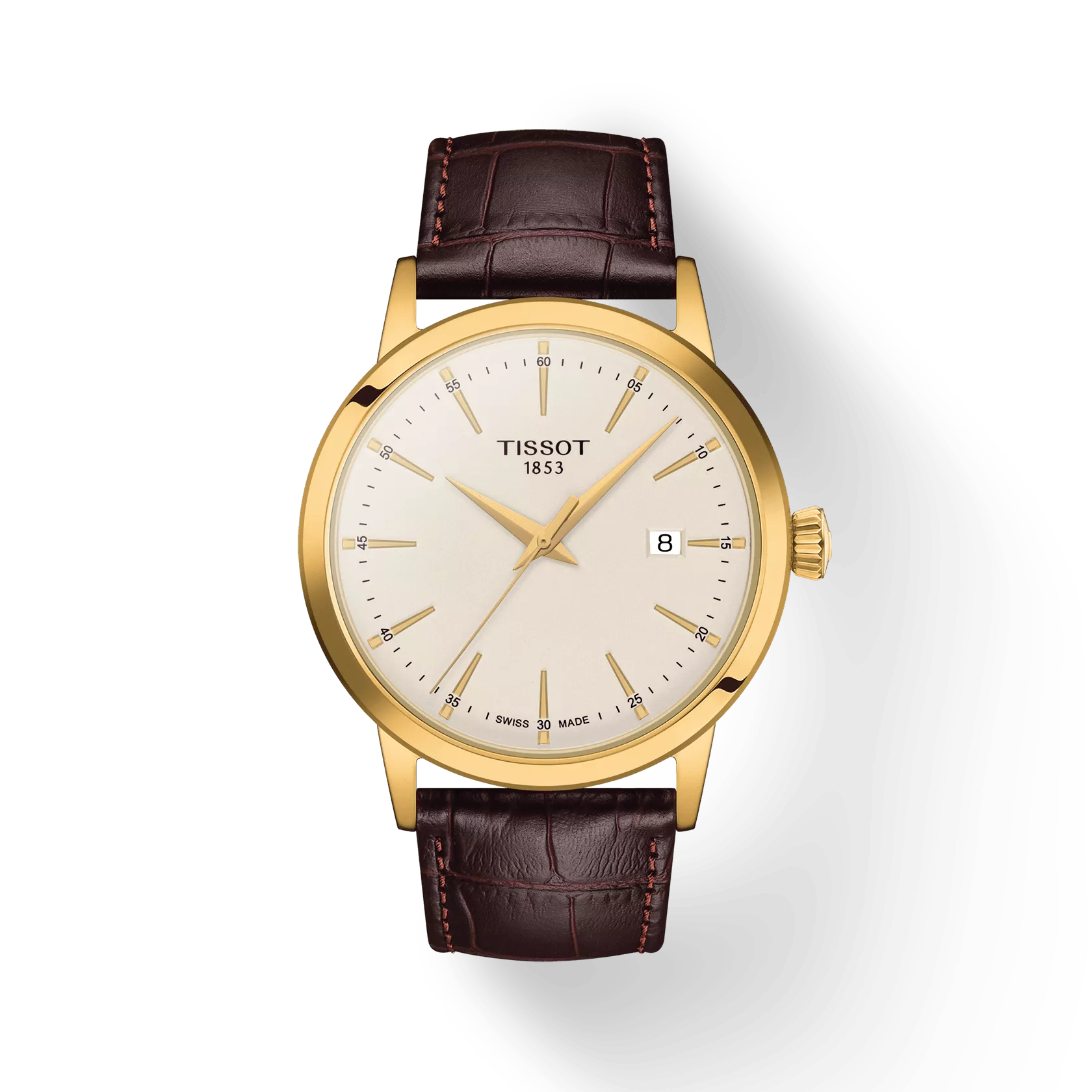 Tissot Classic Dream 42mm Yellow Gold PVD Ivory Quartz Mens Watch