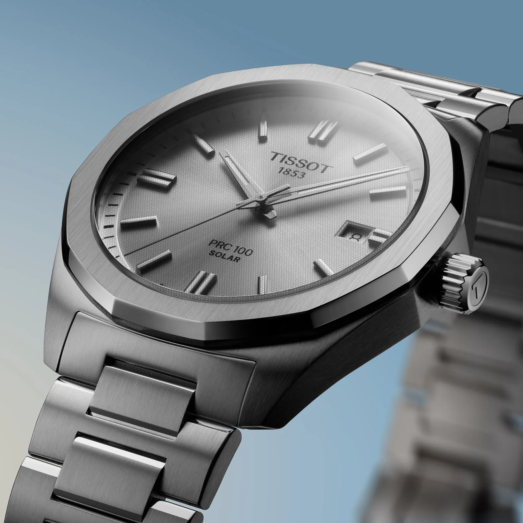 Tissot PRC 100 Solar 39mm Silver Dial Watch