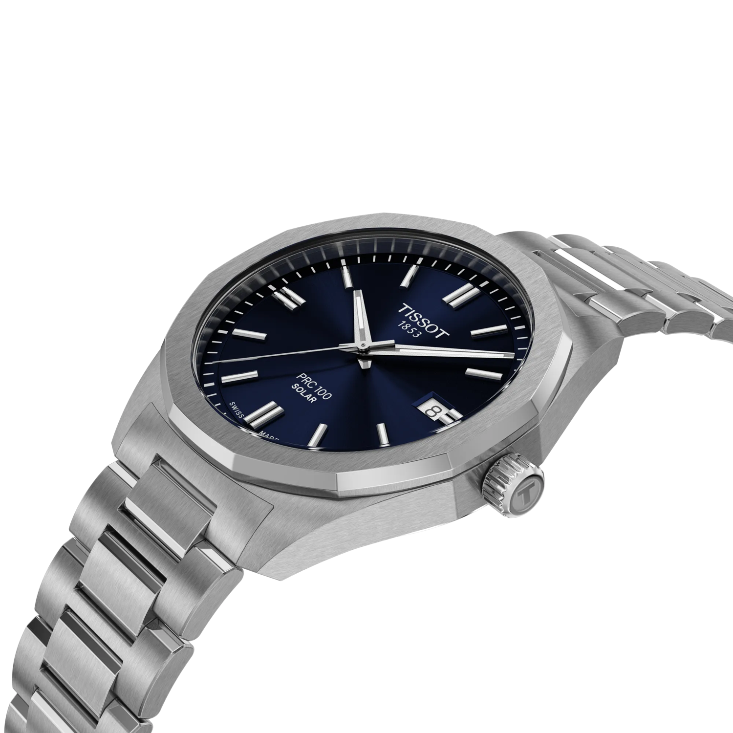 Tissot PRC 100 39mm Steel Blue Solar Quartz Mens Watch