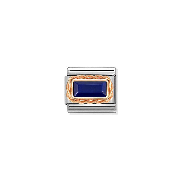 Composable Classic Baguette Stone With Rich Setting In Steel and Bonded Rose Gold - Lapis