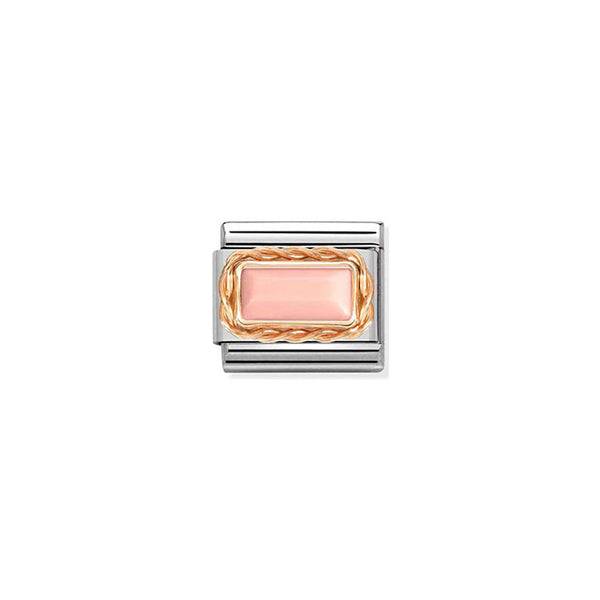 Composable Classic Baguette Stone With Rich Setting In Steel and Bonded Rose Gold - Pink Coral