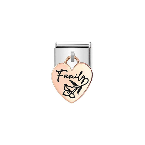 Composable Classic Charms Engraved Plates Stainless Steel and Bonded Rose Gold - Heart Family