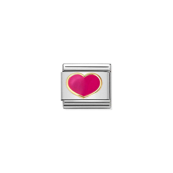 Composable Classic Love 2 Stainless Steel, Enamel and Bonded Yellow Gold - Fuchsia Heart