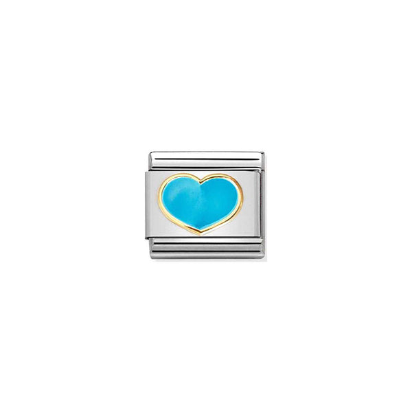 Composable Classic Love 2 Stainless Steel, Enamel and Bonded Yellow Gold - Turquoise Heart