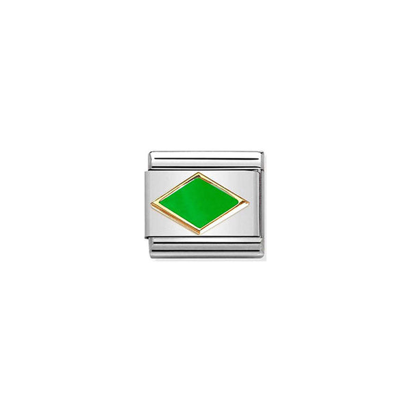 Composable Classic Symbols Steel, Enamel and Bonded Yellow Gold - Green Apple Rhombus