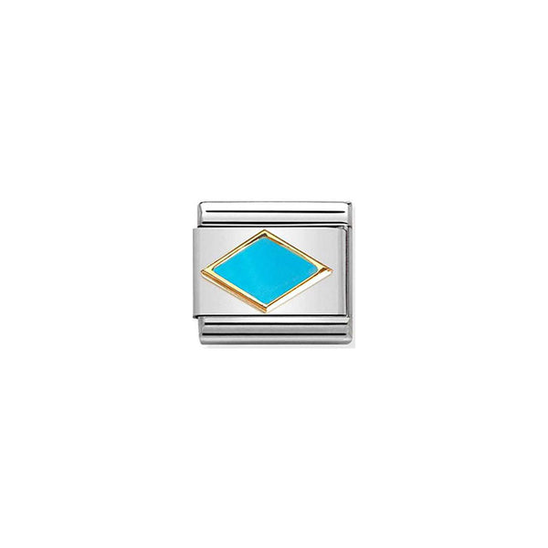 Composable Classic Symbols Steel, Enamel and Bonded Yellow Gold - Turquoise Rhombus