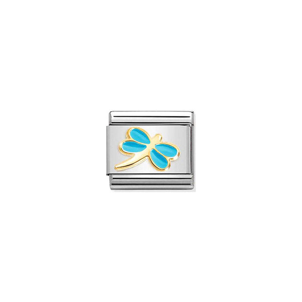 Composable Classic Symbols Steel, Enamel and Bonded Yellow Gold - Turquoise Dragonfly