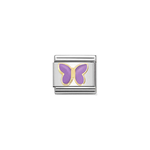 Composable Classic Symbols Steel, Enamel and Bonded Yellow Gold - Lilac Butterfly