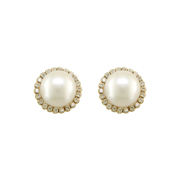 NJO Designs 9ct Yellow Gold Fresh Water Pearl CZ Earrings