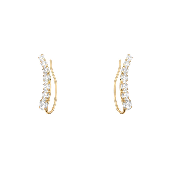 NJO Designs 9ct Yellow Gold 7 Round CZ Ear Climber Earrings