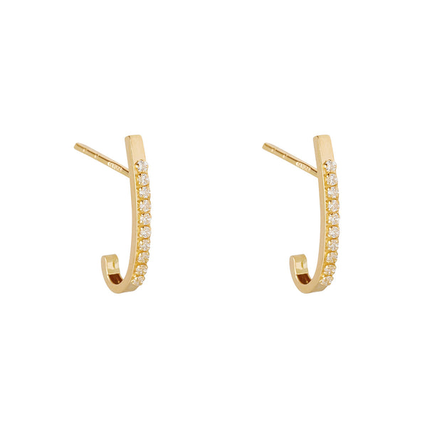NJO Designs 9ct Yellow Gold CZ Curve Bar Earrings
