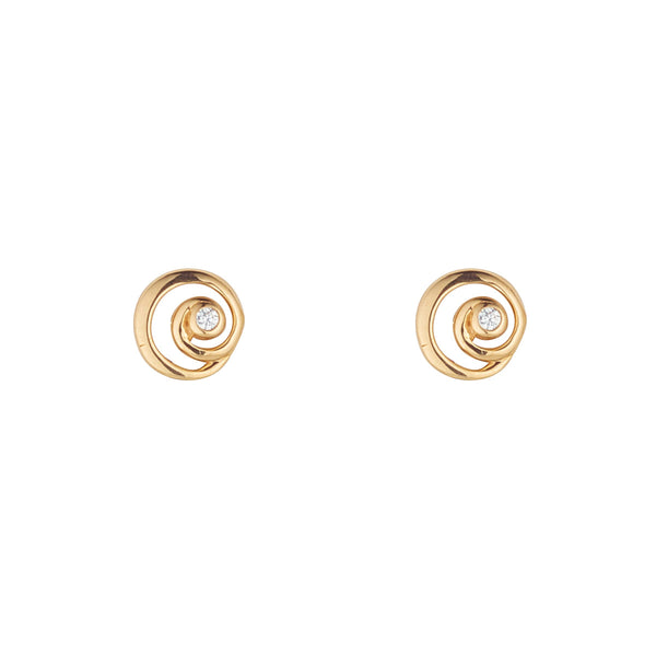 NJO Designs 9ct Yellow Gold CZ Open Spiral Stud Earrings