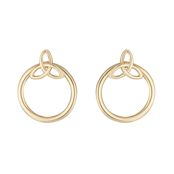 NJO Designs 9ct Yellow Gold Trinity Knot Open Circle Stud Earrings