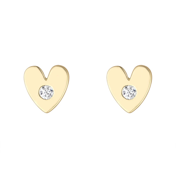NJO Designs 9ct Yellow Gold CZ Heart Stud Earrings