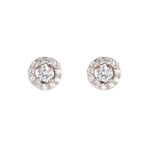 NJO Designs 9ct White Gold CZ Halo Cluster Stud Earrings