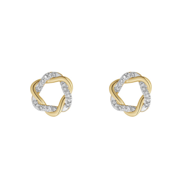 NJO Designs 9ct Yellow Gold Diamond Twisted Open Circle Earrings