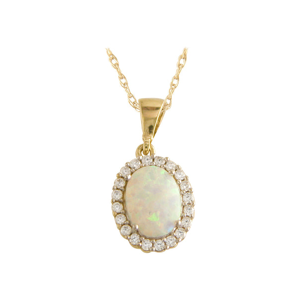NJO Designs 9ct Yellow Gold Opal And CZ Pendant