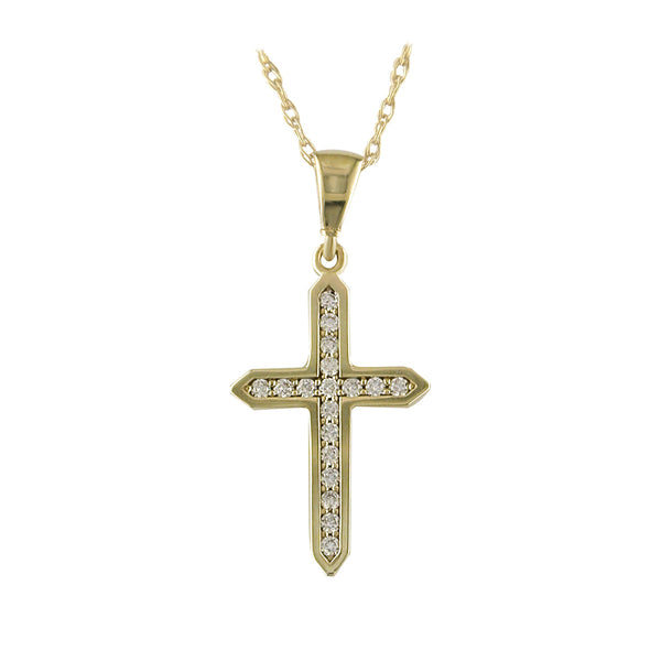 NJO Designs 9ct Yellow Gold CZ Cross And Chain