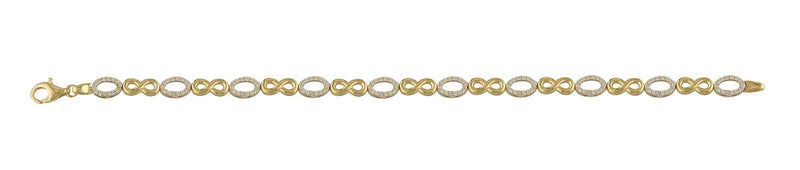 NJO Designs 9ct Yellow Gold Infinity Links with CZ Oval Links Bracelet