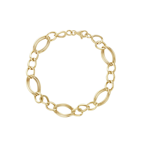 NJO Designs 9ct Yellow Gold Curb & Large Oval Link Bracelet