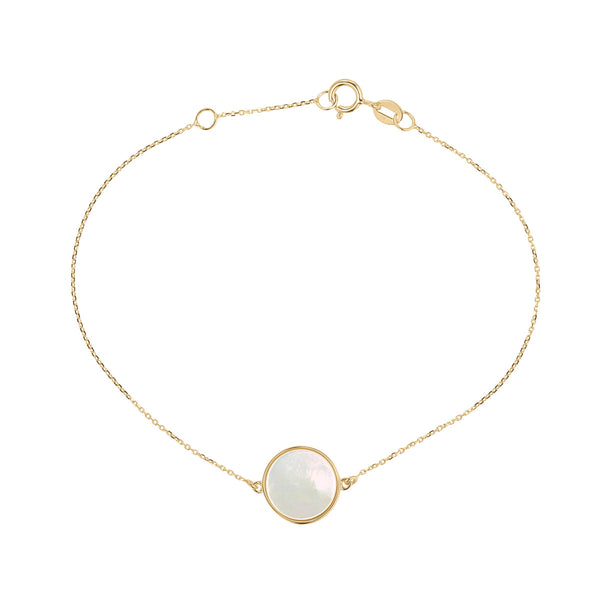 NJO Designs 9ct Yellow Gold Mother of Pearl Round Bracelet
