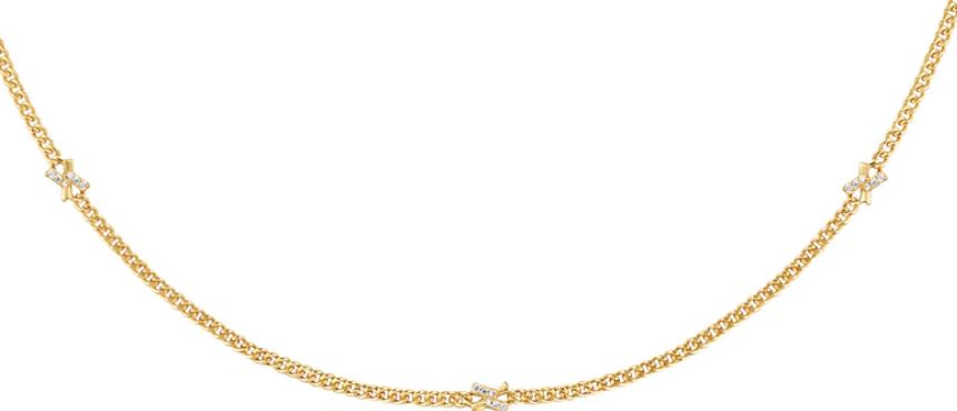 Ania Haie Silver and Yellow Gold Plated Cubic Zirconia Cross Station Necklace 38-43cm