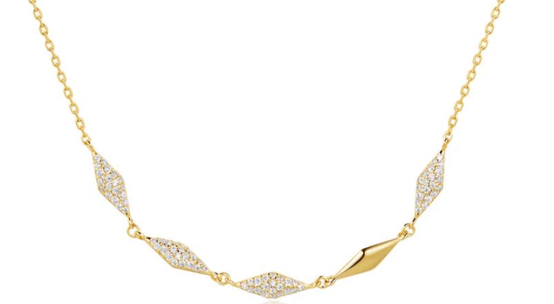 Ania Haie Silver and Yellow Gold Plated Cubic Zirconia Rhombus Necklace 40-45cm
